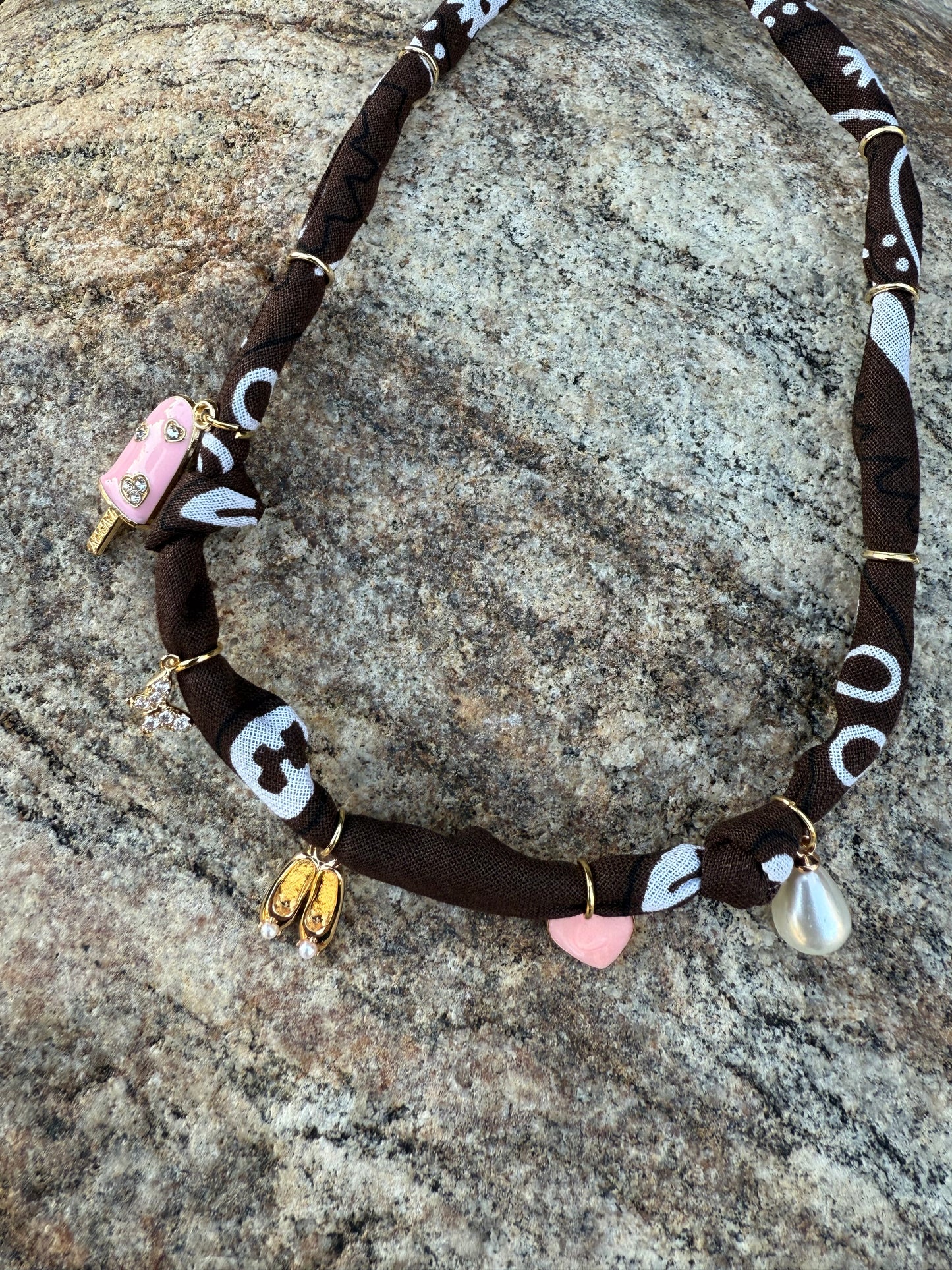 BALLET & ICE CREAM // Dark Brown Handmade Bandana Necklace