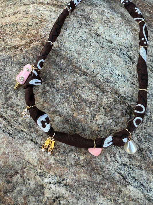 BALLET & ICE CREAM // Dark Brown Handmade Bandana Necklace