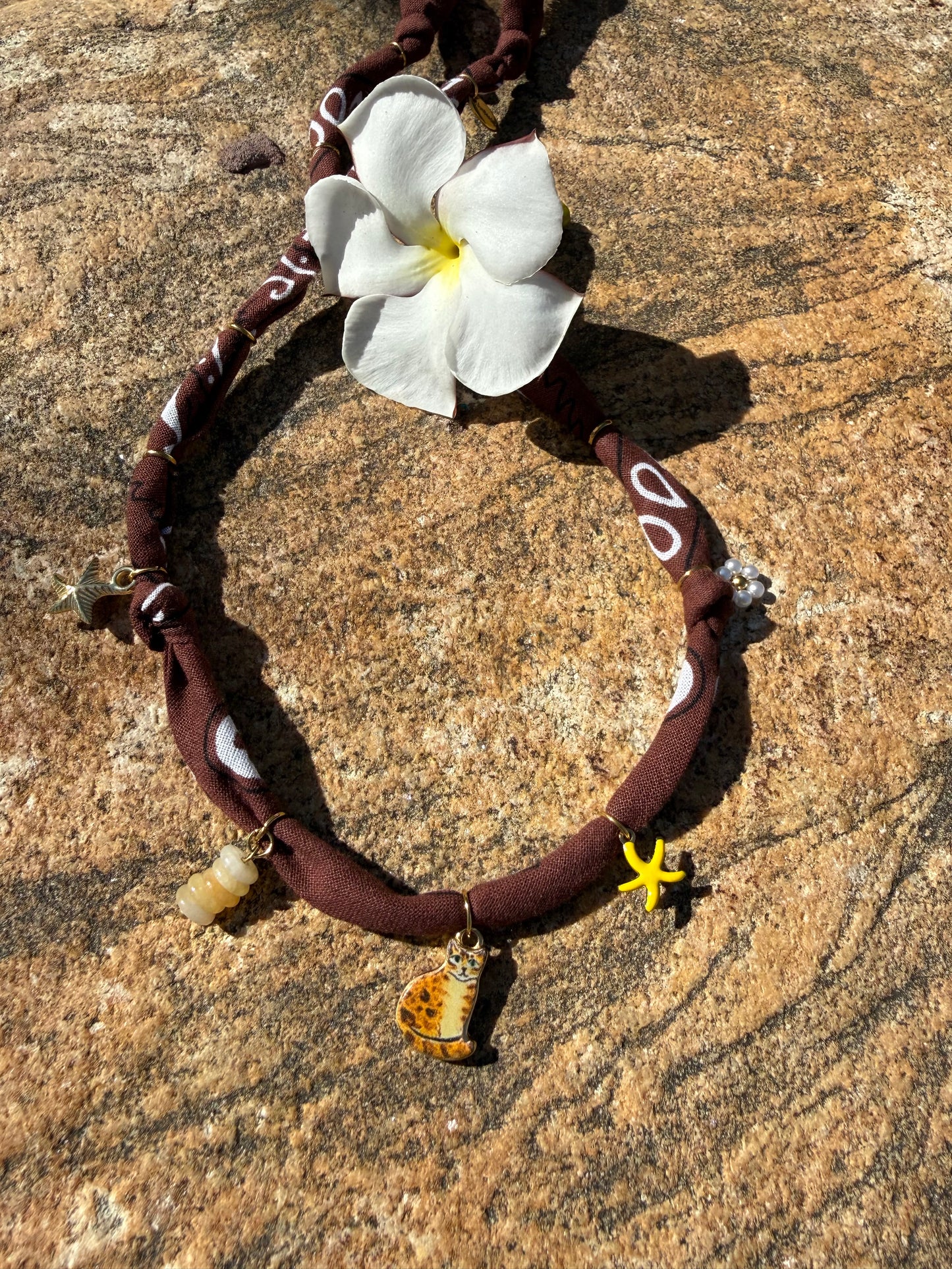 CAT TIGER // Cocoa Brown Handmade Bandana Necklace