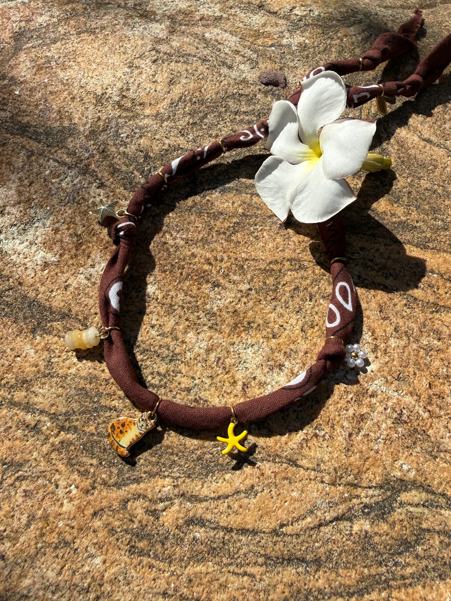 CAT TIGER // Cocoa Brown Handmade Bandana Necklace