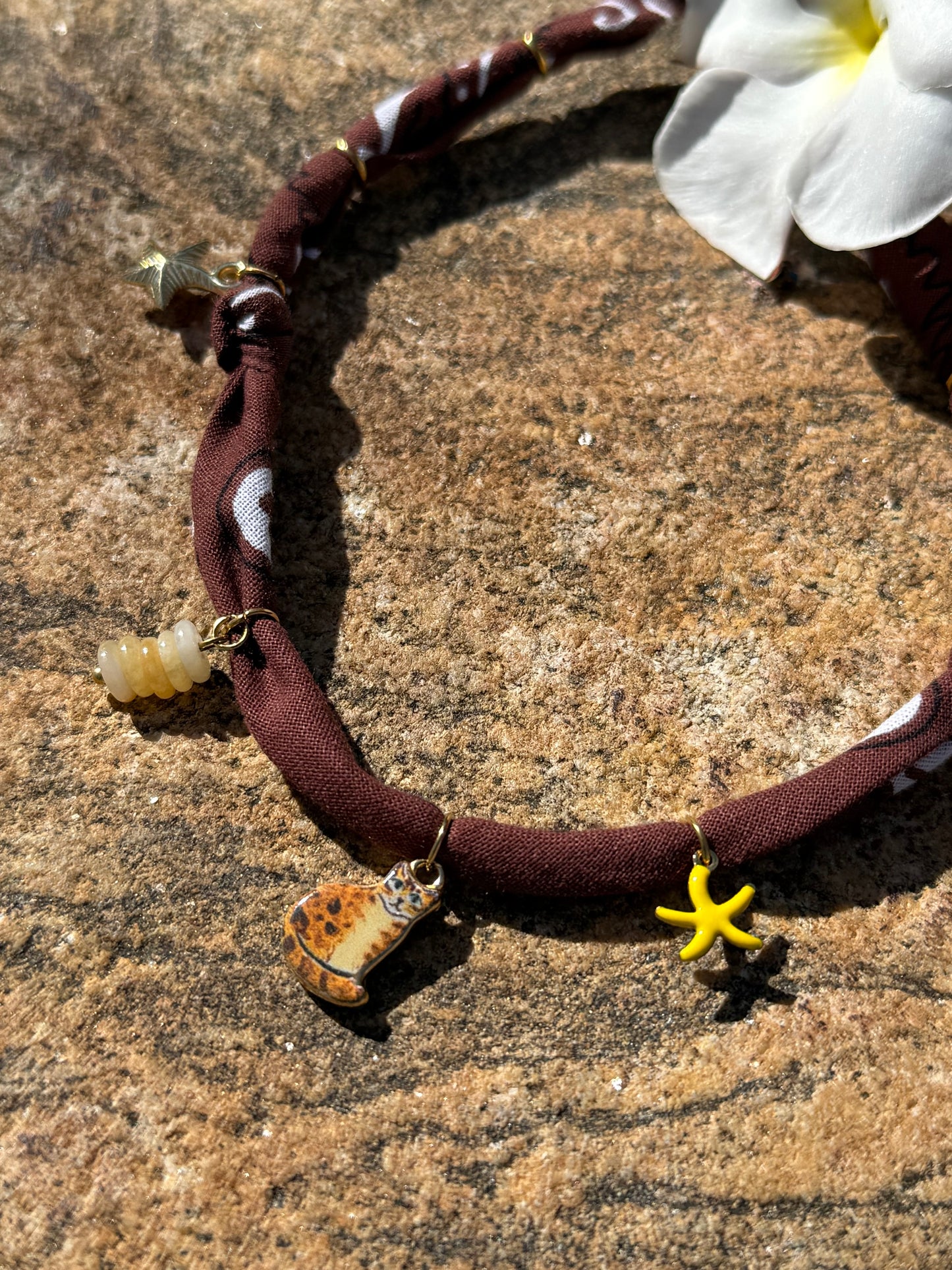 CAT TIGER // Cocoa Brown Handmade Bandana Necklace