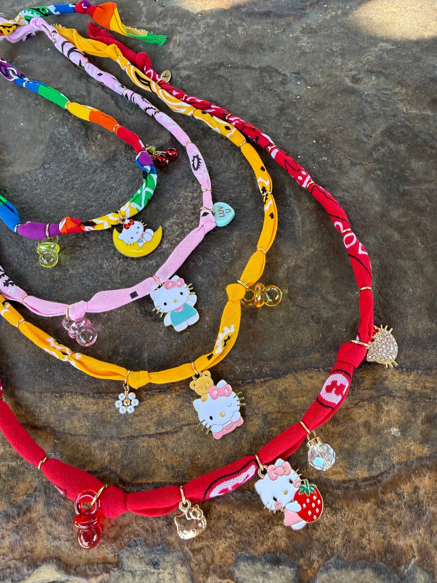 KIDS KITTY // Orange Yellow Handmade Bandana Necklace