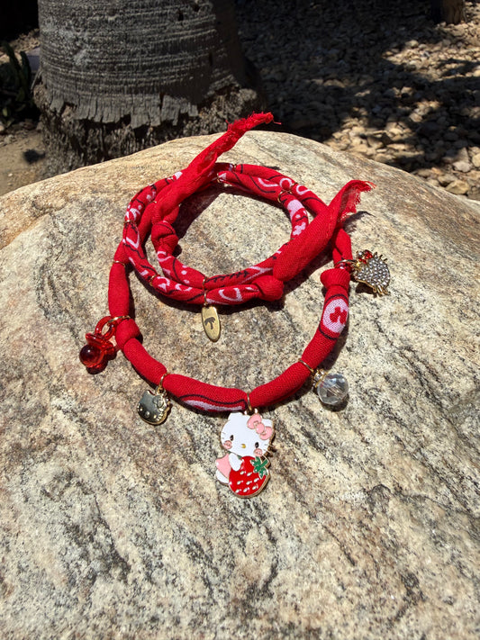 KIDS KITTY // Red Handmade Bandana Necklace