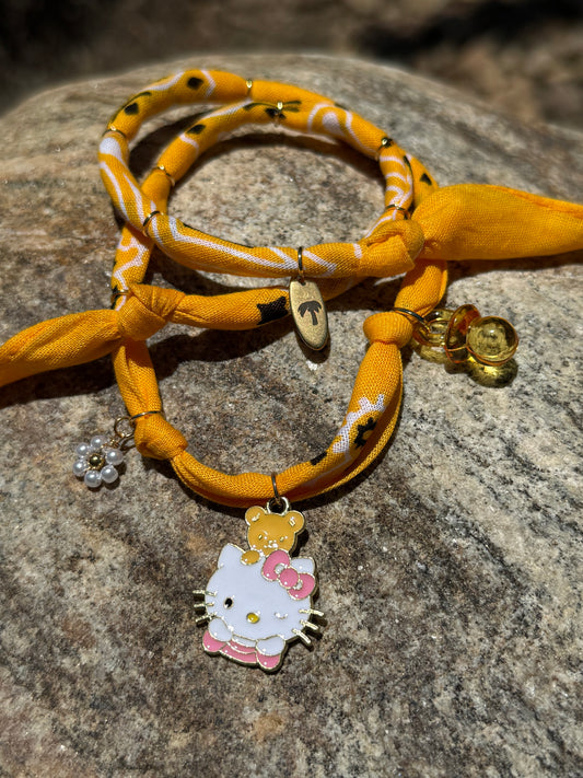 KIDS KITTY // Orange Yellow Handmade Bandana Necklace