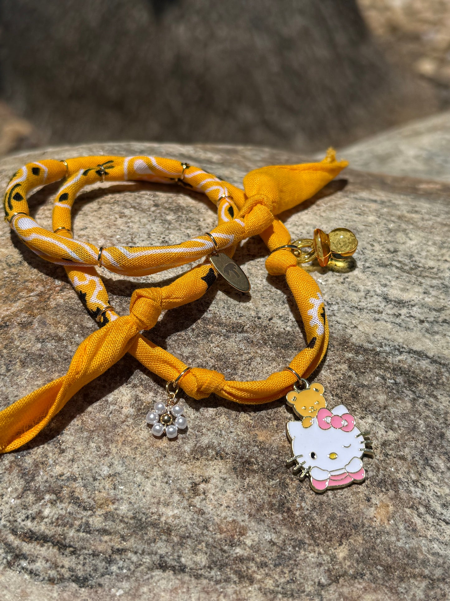 KIDS KITTY // Orange Yellow Handmade Bandana Necklace