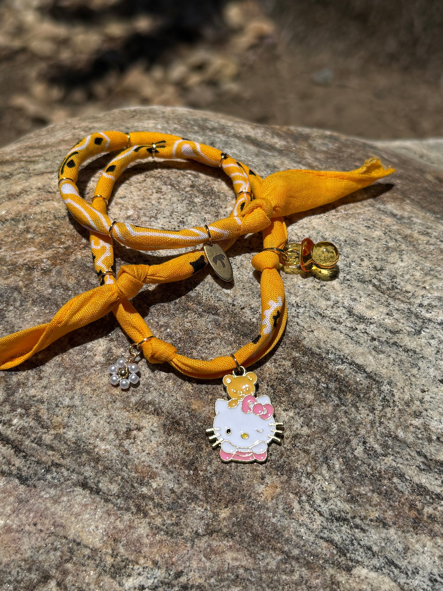 KIDS KITTY // Orange Yellow Handmade Bandana Necklace