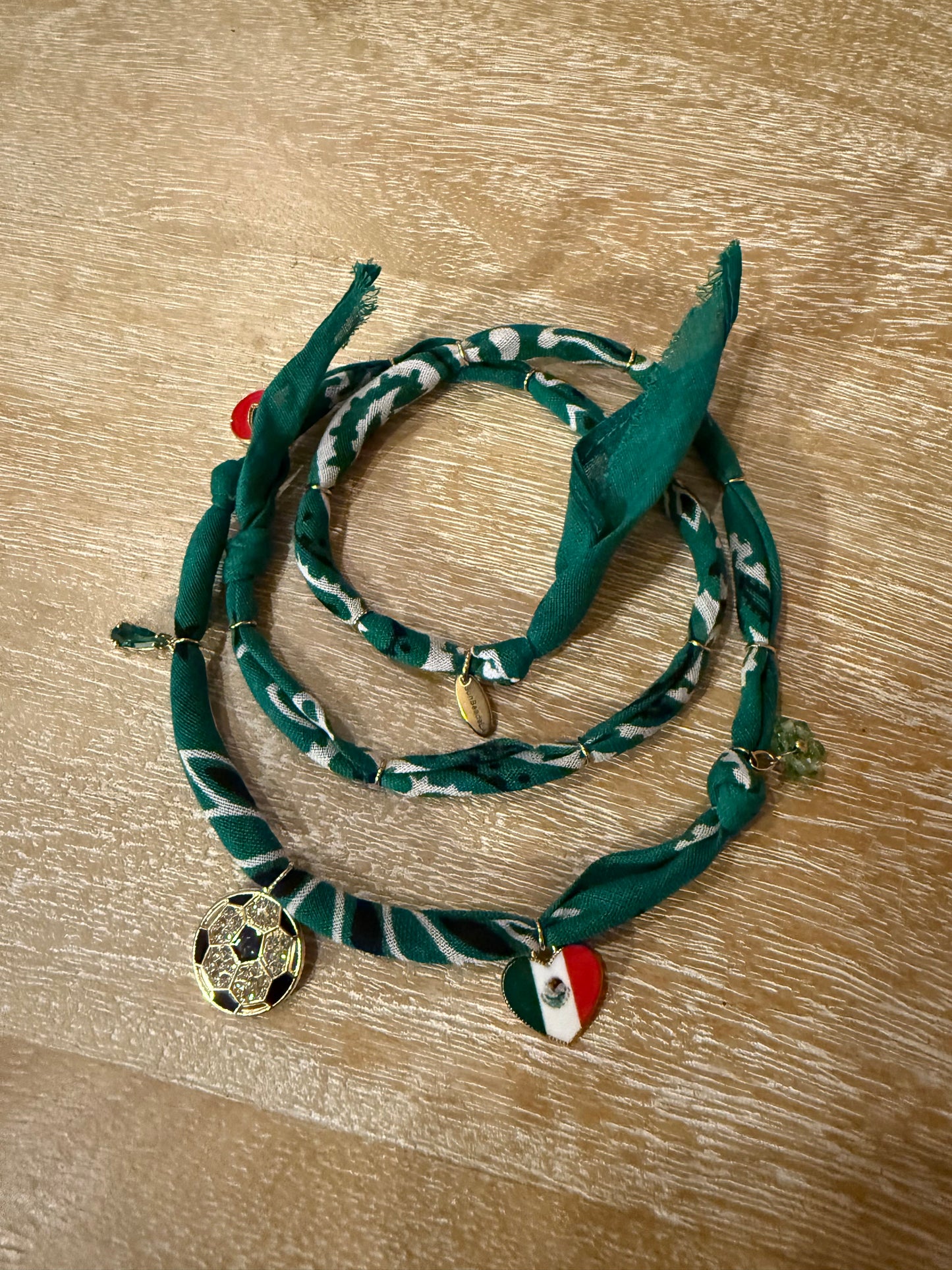 WORLD CUP MEXICO LOVE // Dark Green Handmade Bandana Necklace