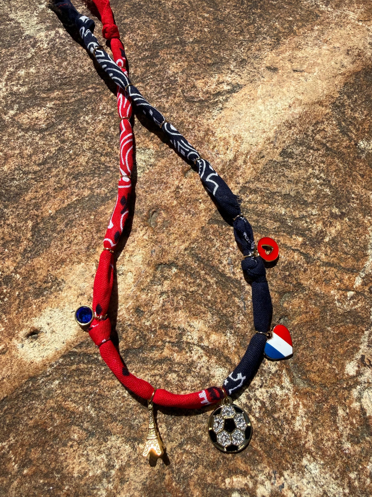 WORLD CUP FRANCE LOVE // Bicolor Handmade Bandana Necklace