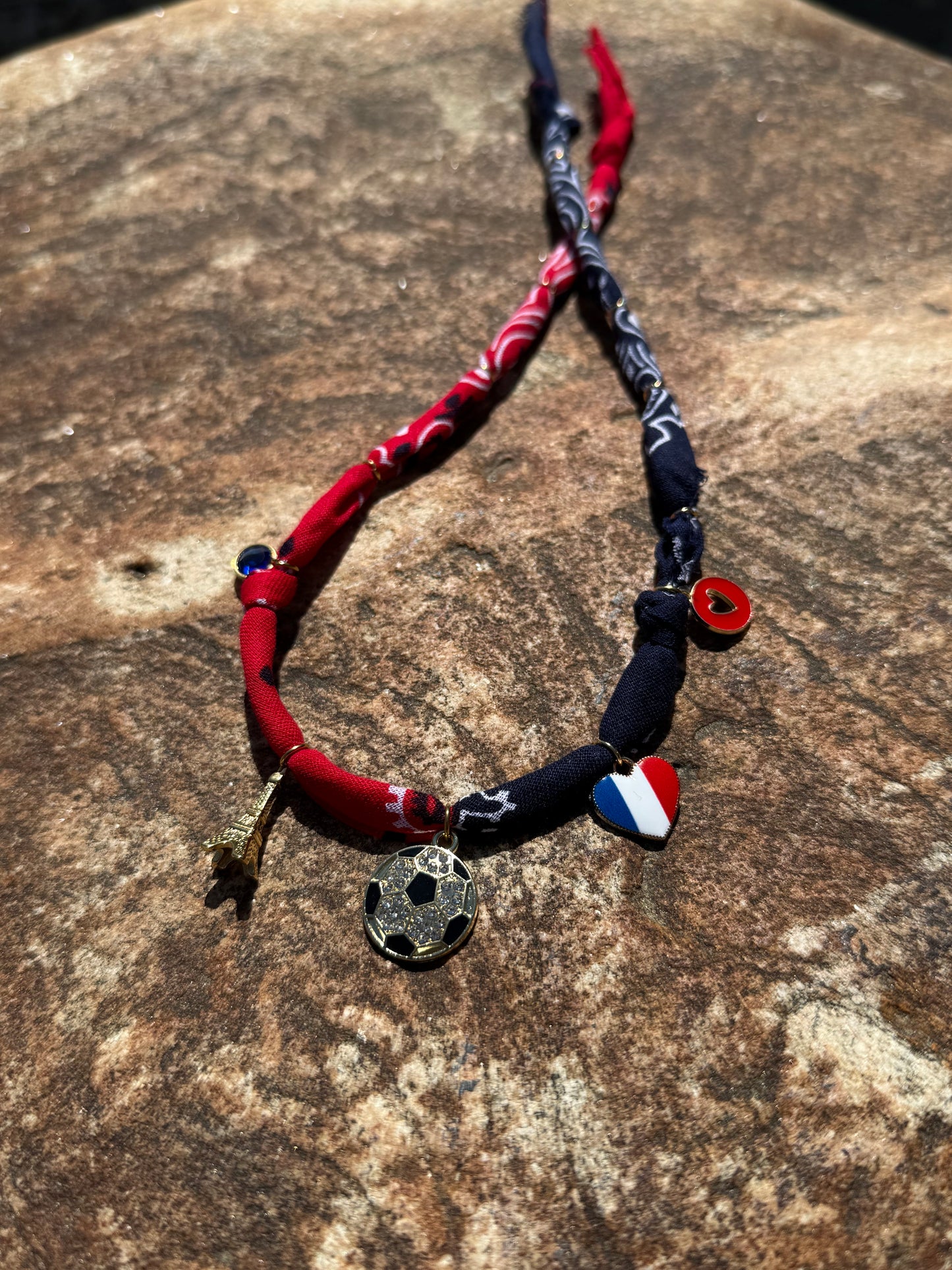 WORLD CUP FRANCE LOVE // Bicolor Handmade Bandana Necklace