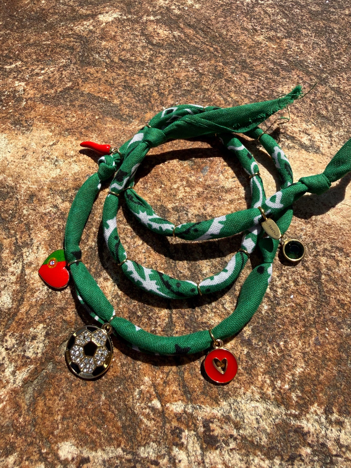 WORLD CUP PORTUGAL LOVE // Dark Green Handmade Bandana Necklace
