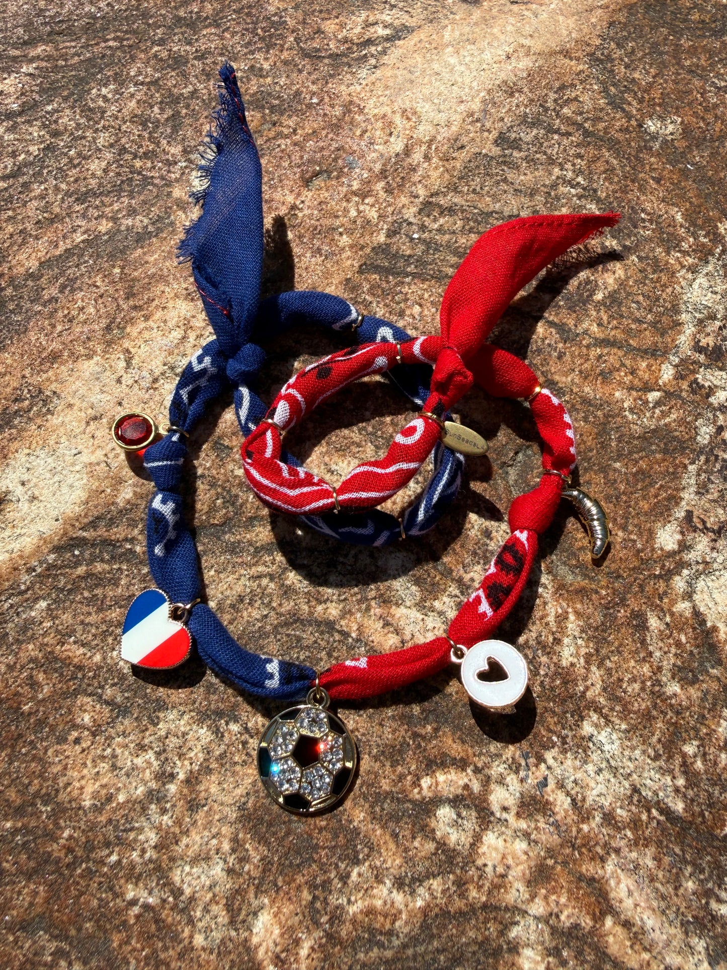 WORLD CUP FRANCE LOVE // Bicolor Handmade Bandana Necklace