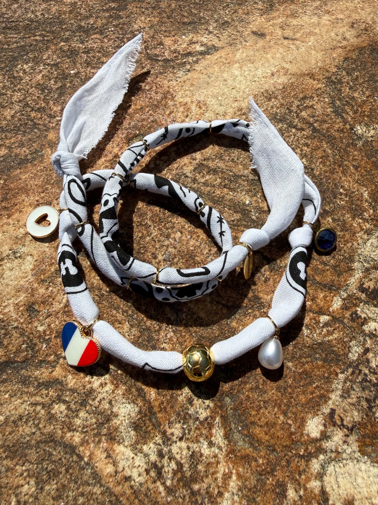 WORLD CUP FRANCE LOVE // White Handmade Bandana Necklace