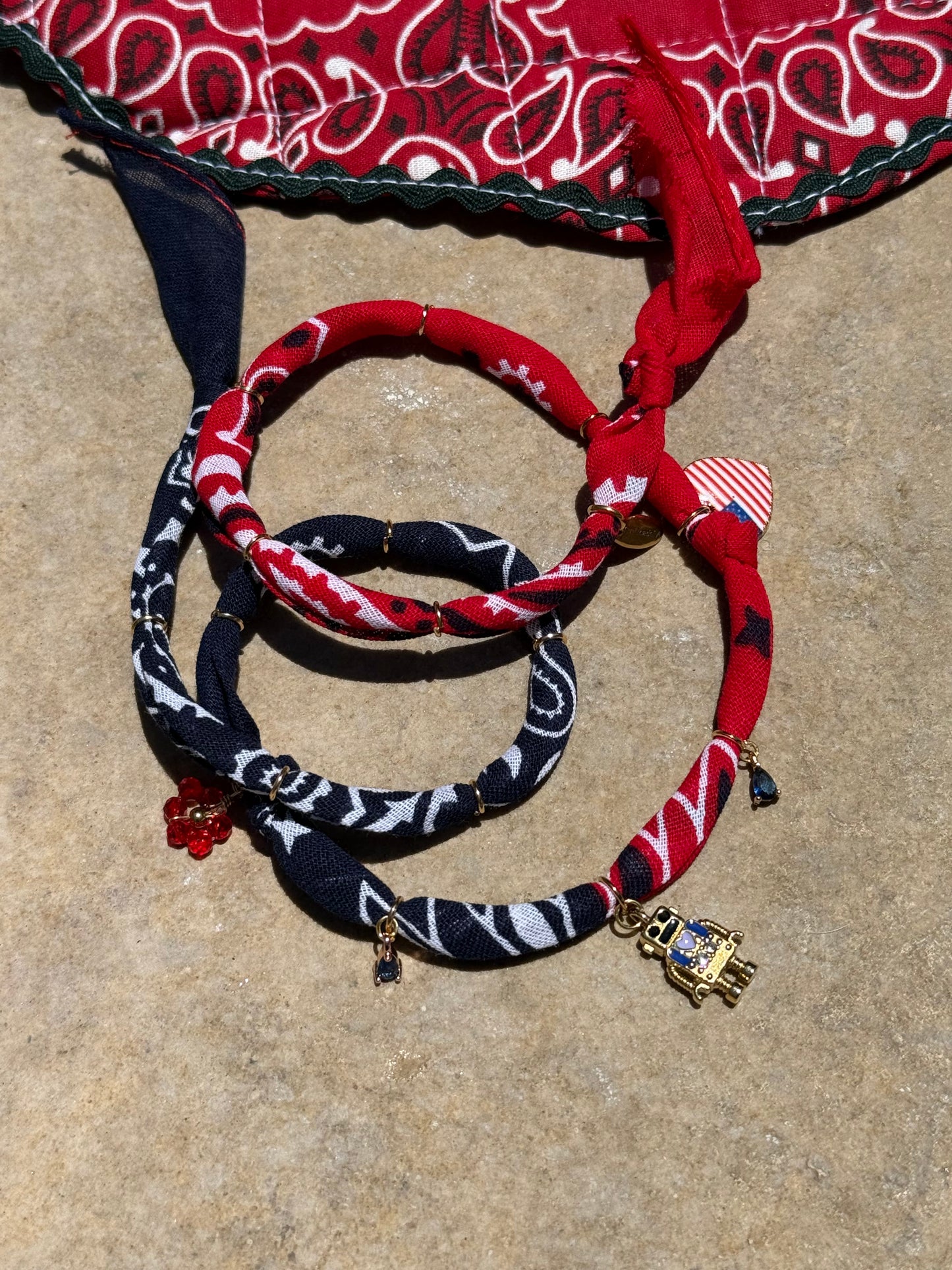 MAX THE ROBOT // Red & Blue Bandana Necklace