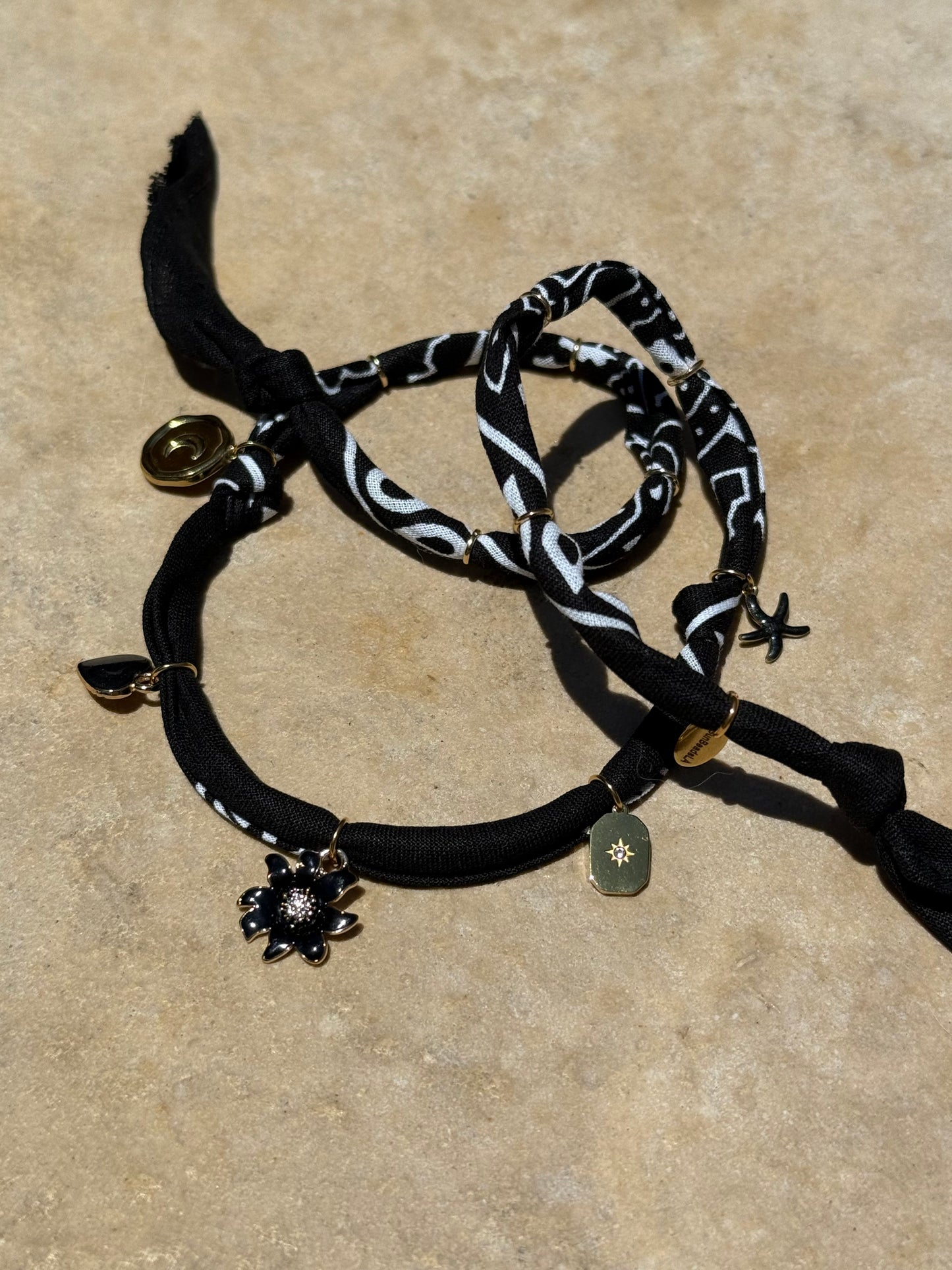 SUNFLOWER // Black Handmade Bandana Necklace