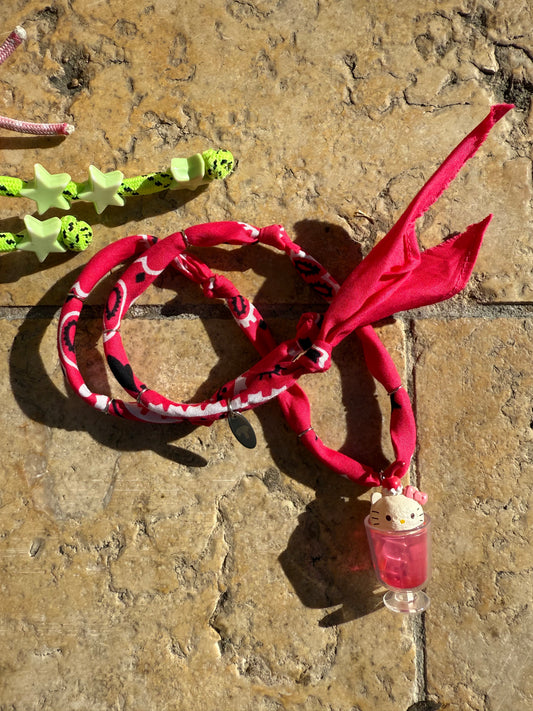 HELLO KITTY // Hot Pink Handmade Bandana Necklace