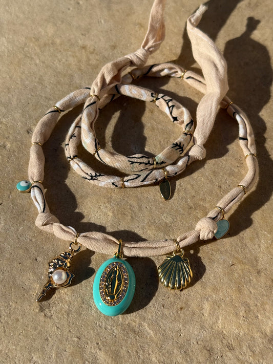SAINTE MARIE DE LA MER // Beige Handmade Bandana Necklace