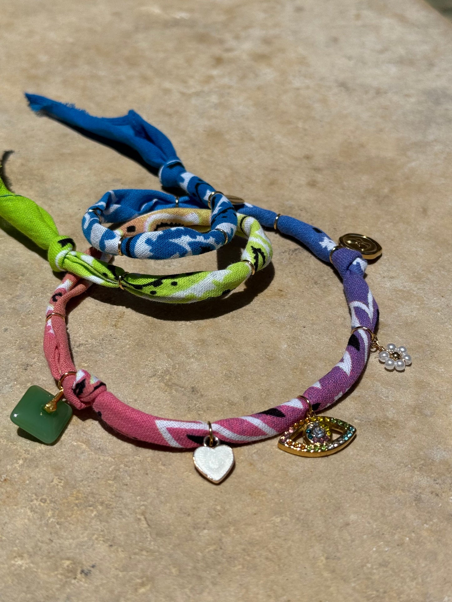 RAINBOW EYE // Gradient Blue Pink Handmade Bandana Necklace