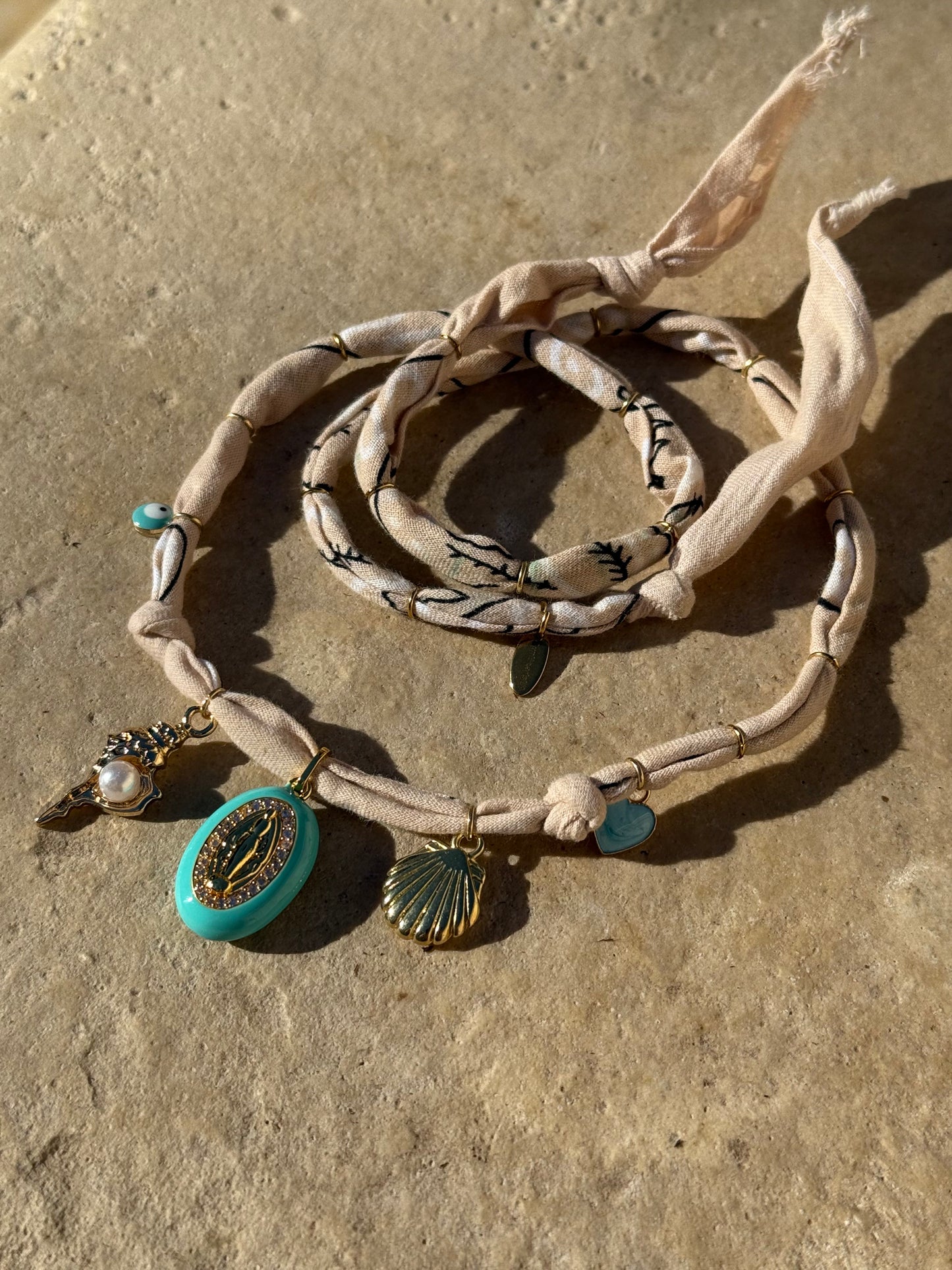 SAINTE MARIE DE LA MER // Beige Handmade Bandana Necklace