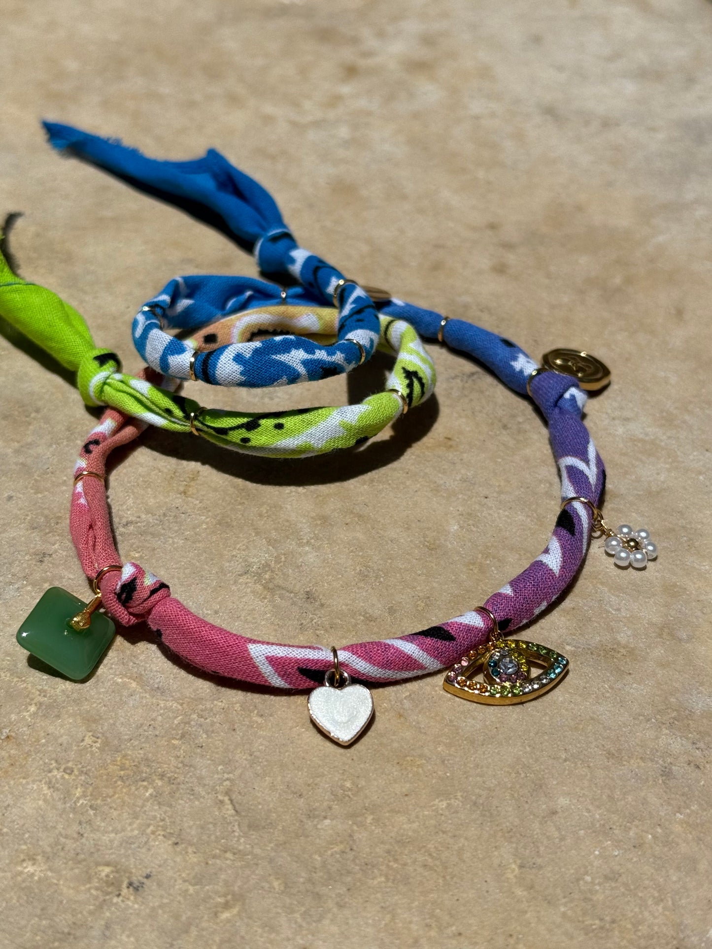 RAINBOW EYE // Gradient Blue Pink Handmade Bandana Necklace