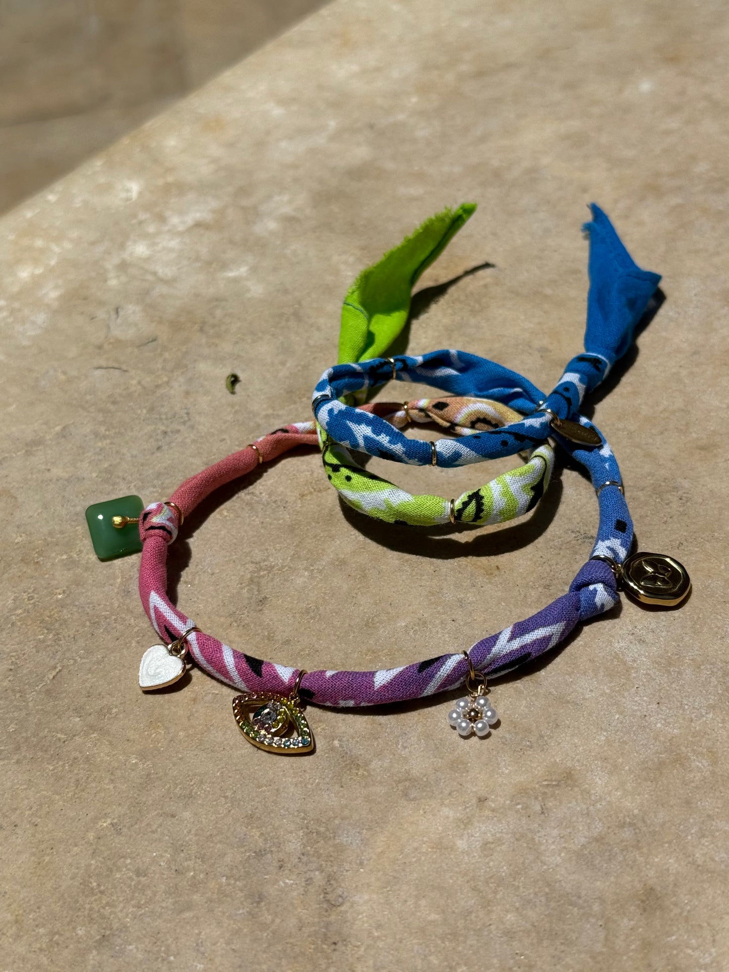 RAINBOW EYE // Gradient Blue Pink Handmade Bandana Necklace