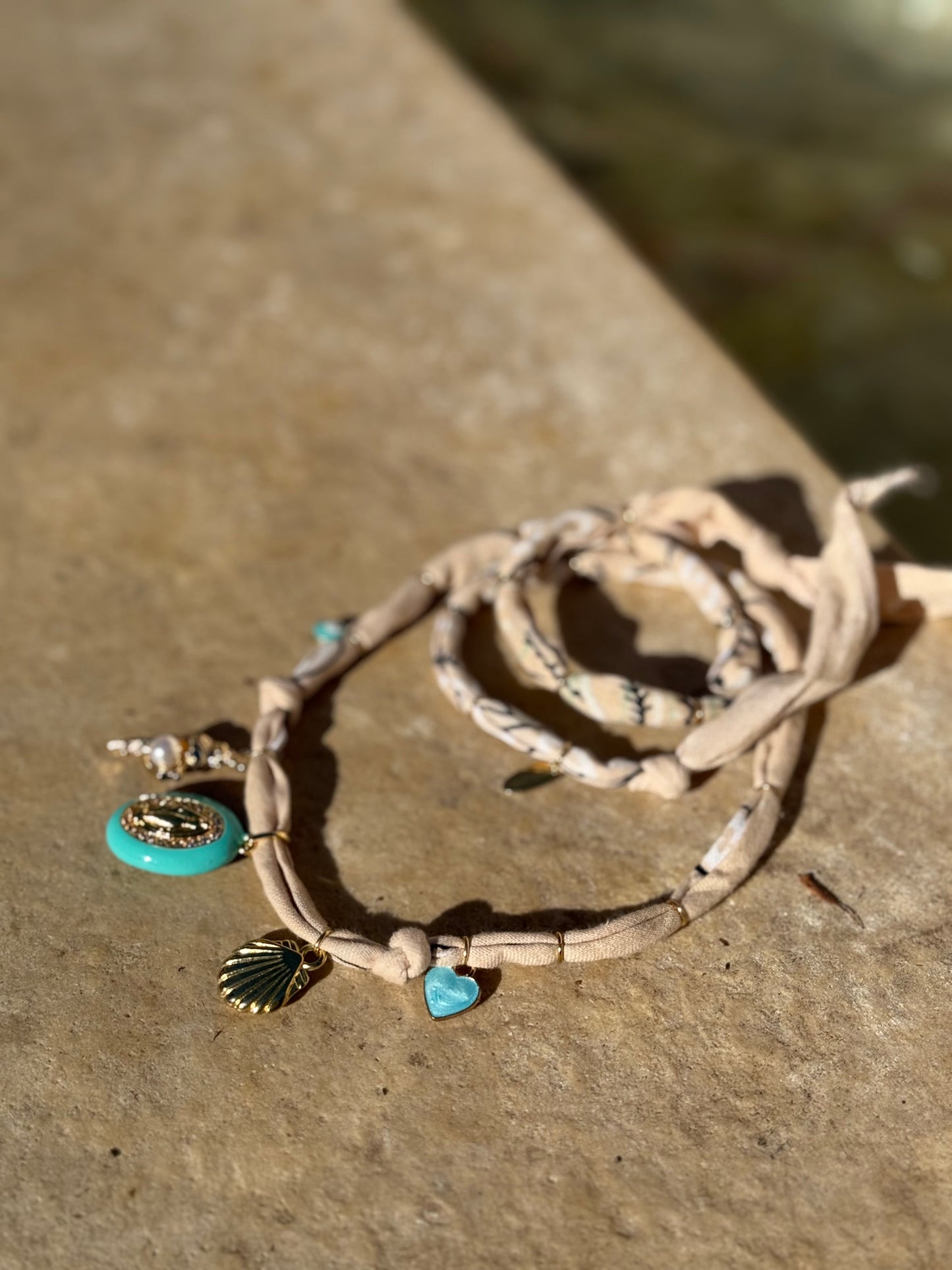 SAINTE MARIE DE LA MER // Beige Handmade Bandana Necklace