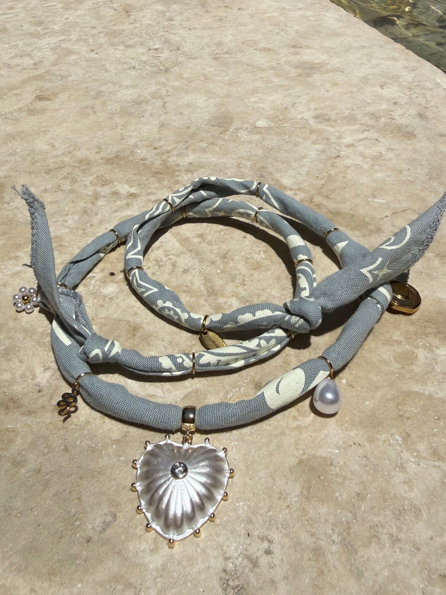 IVORY HEART // Grey Green Handmade Bandana Necklace