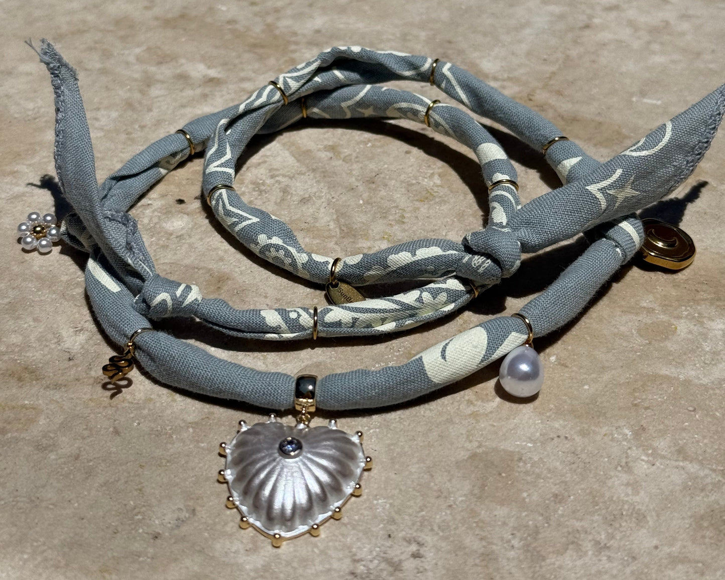 IVORY HEART // Grey Green Handmade Bandana Necklace
