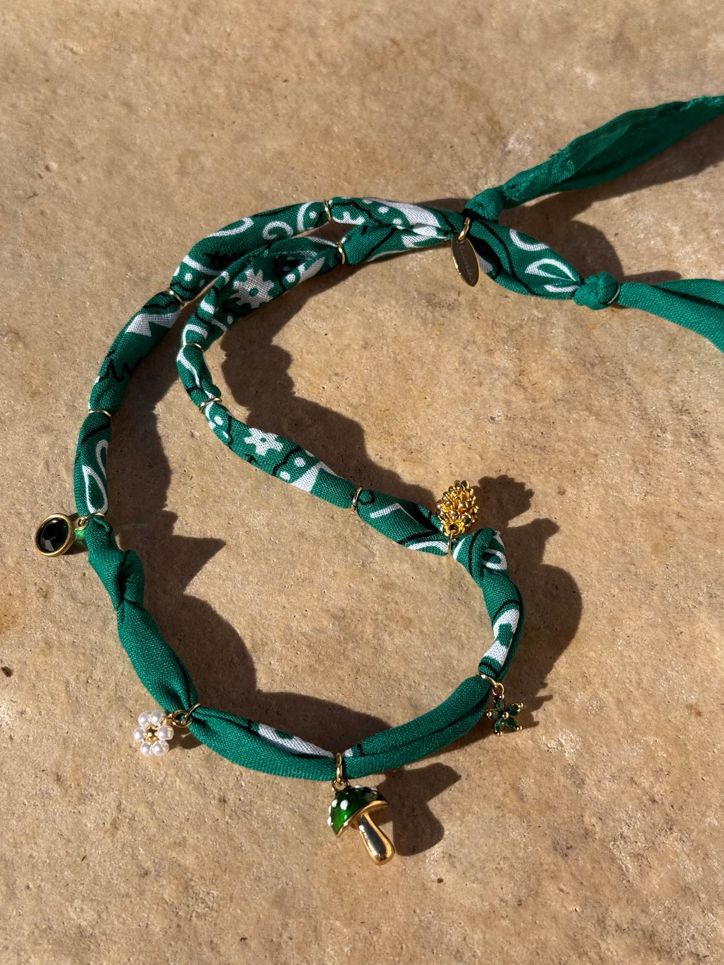 AMANITA GREEN // Forest Green Handmade Bandana Necklace