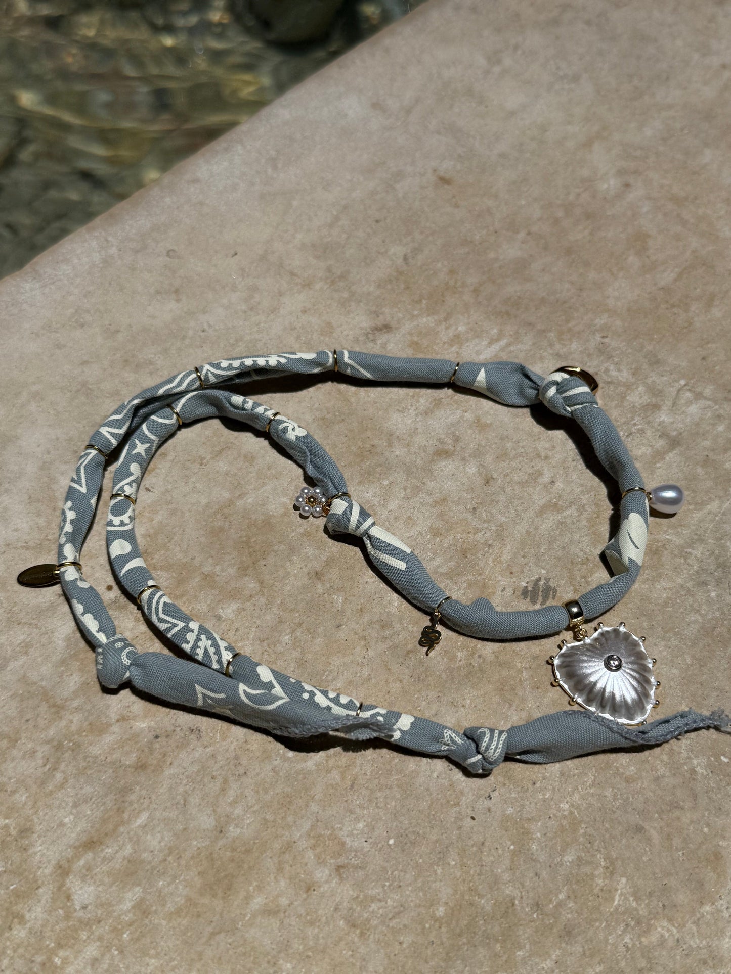 IVORY HEART // Grey Green Handmade Bandana Necklace