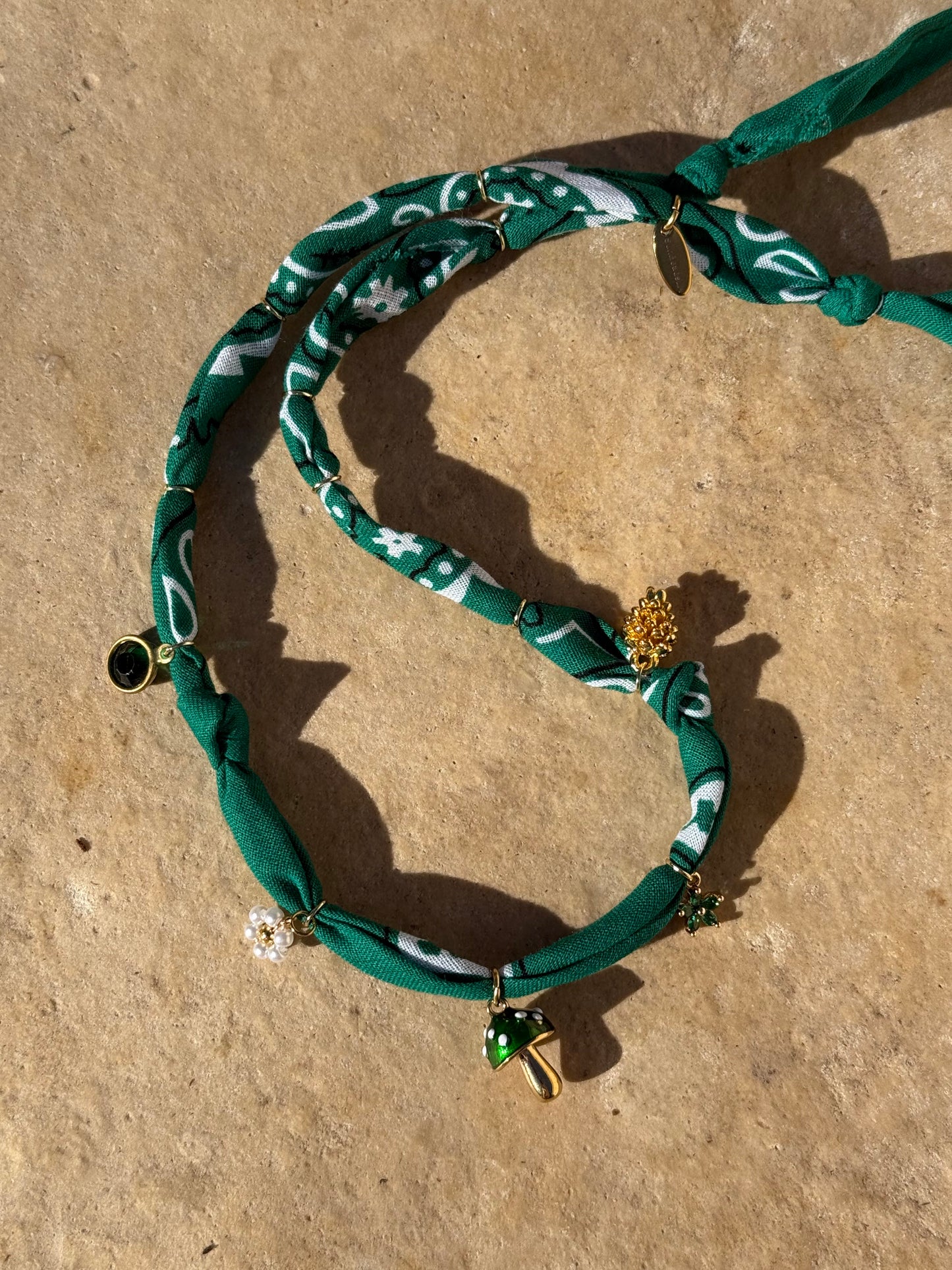 AMANITA GREEN // Forest Green Handmade Bandana Necklace