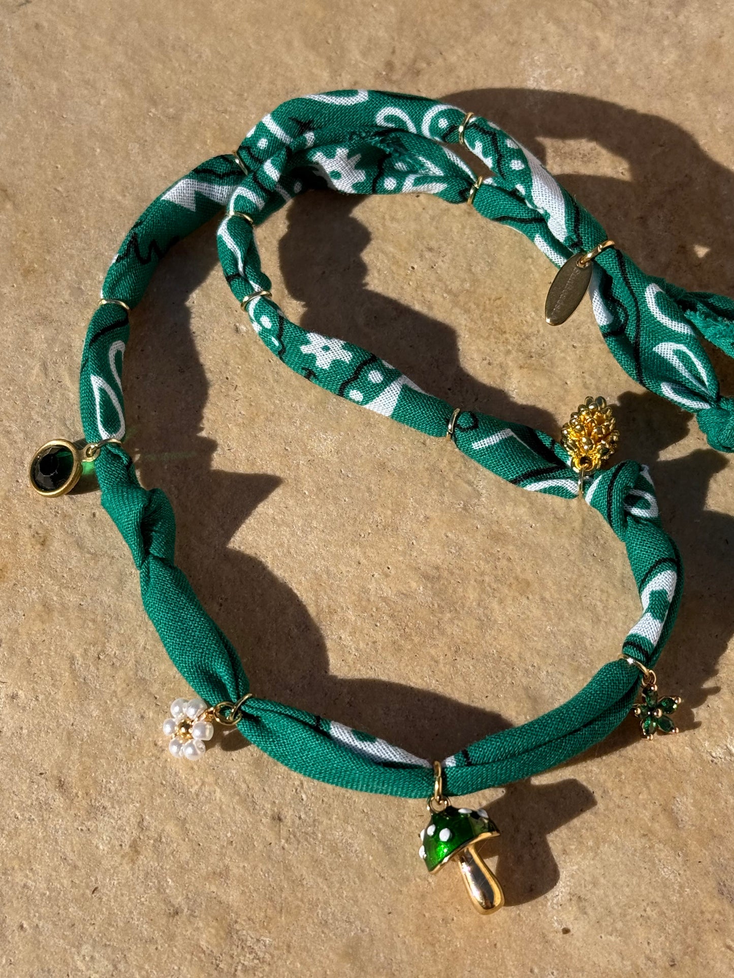 AMANITA GREEN // Forest Green Handmade Bandana Necklace