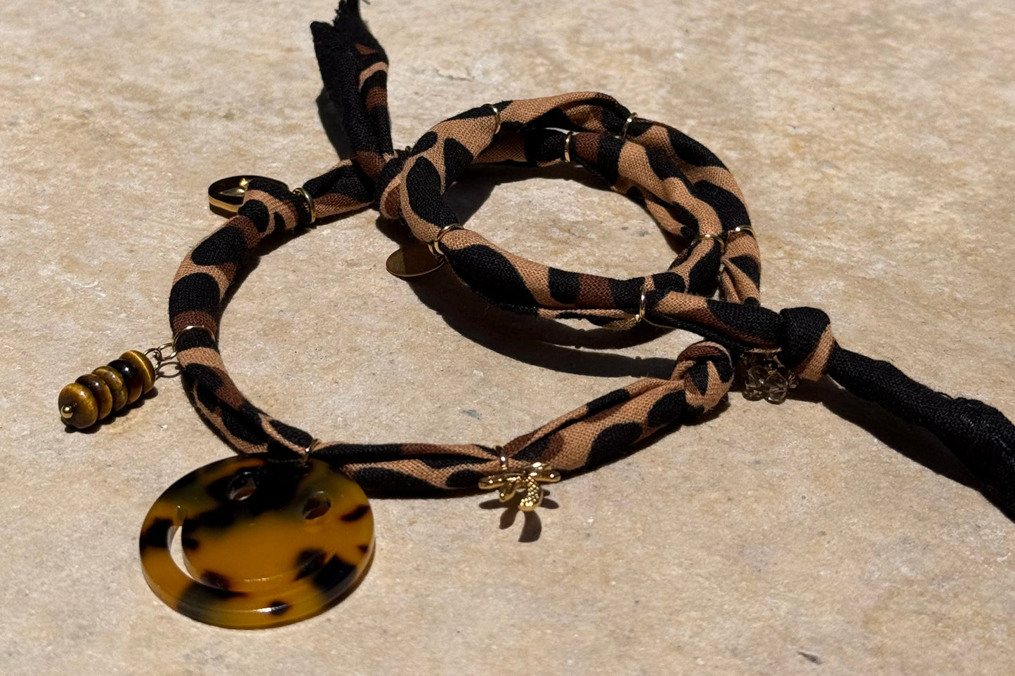 SMILEY #7 // Cheetah print Handmade Bandana Necklace