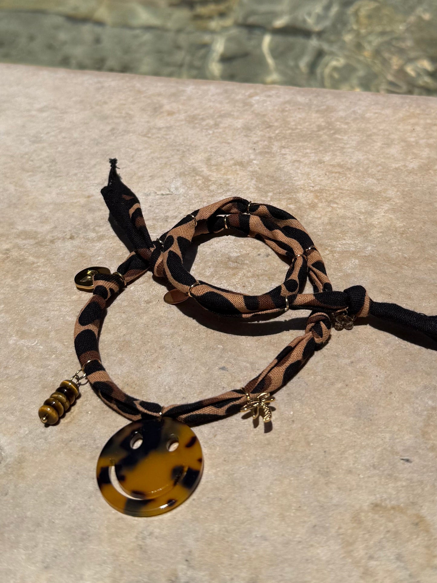 SMILEY #7 // Cheetah print Handmade Bandana Necklace
