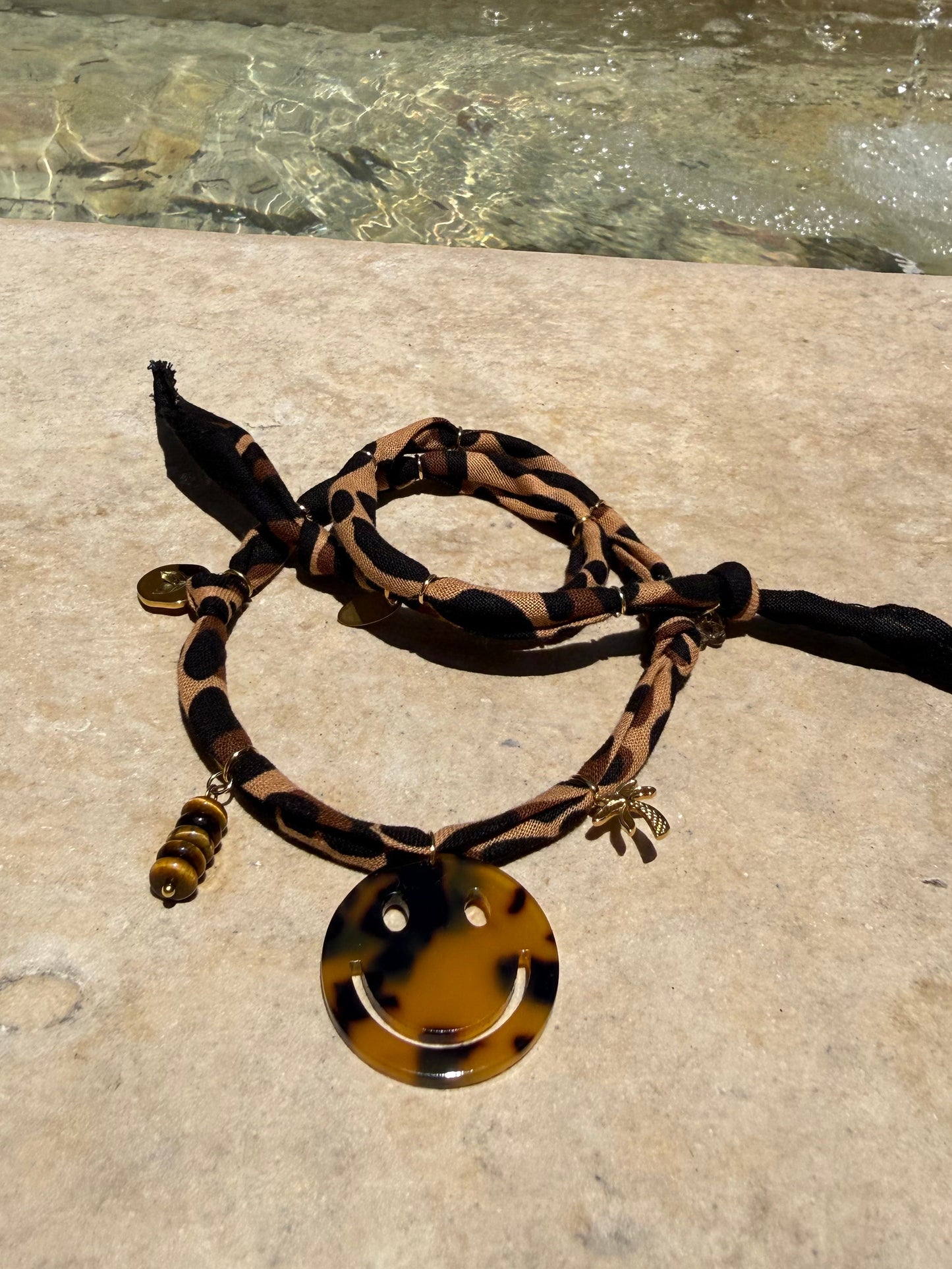 SMILEY #7 // Cheetah print Handmade Bandana Necklace