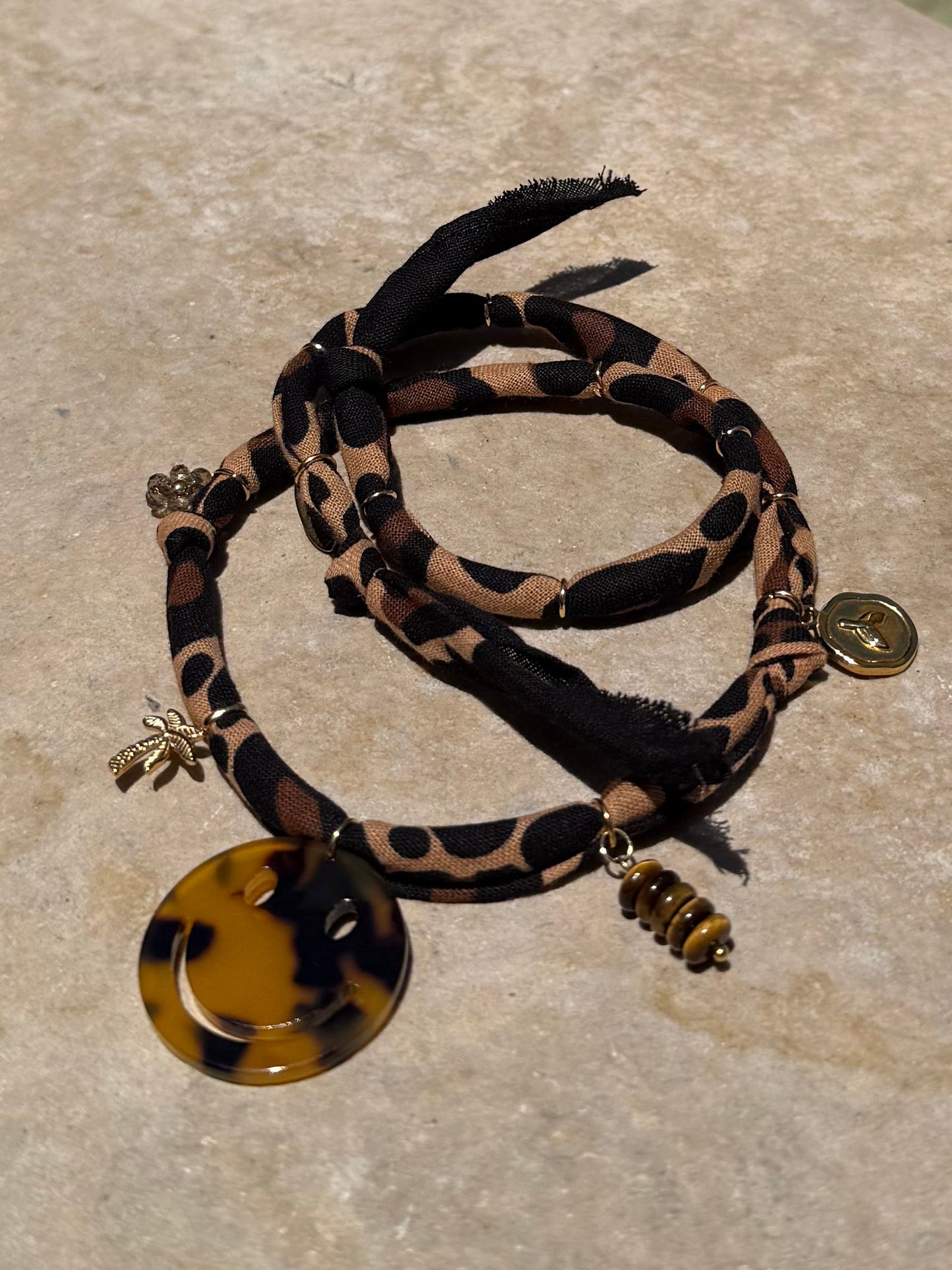 SMILEY #7 // Cheetah print Handmade Bandana Necklace