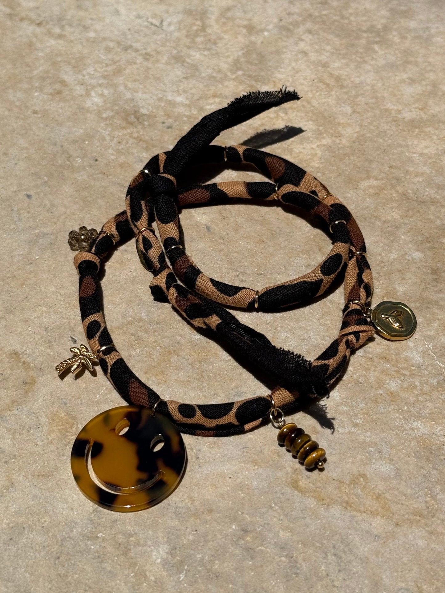SMILEY #7 // Cheetah print Handmade Bandana Necklace