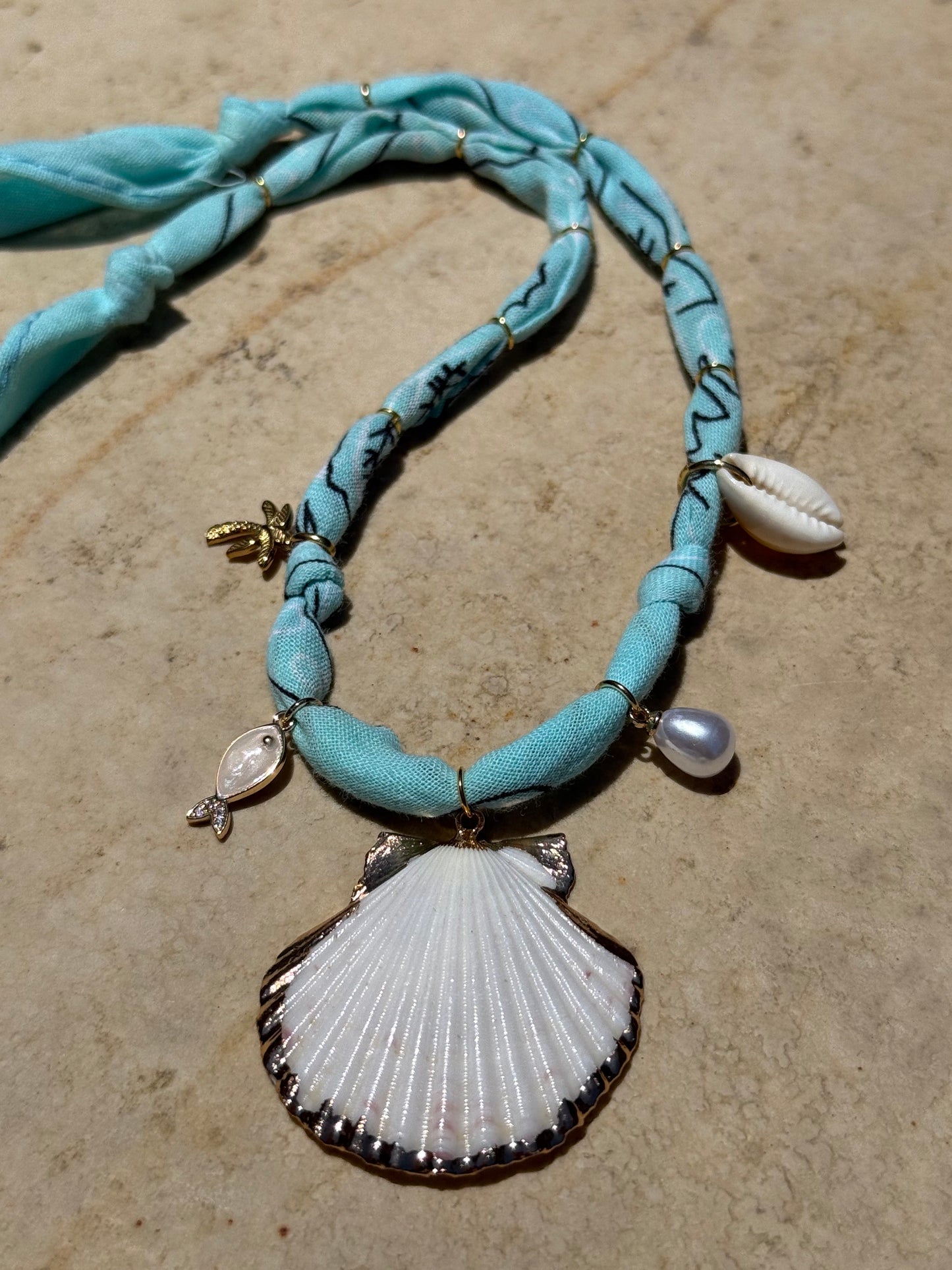 POISSON NACRE // Turquoise Blue Handmade Bandana Necklace