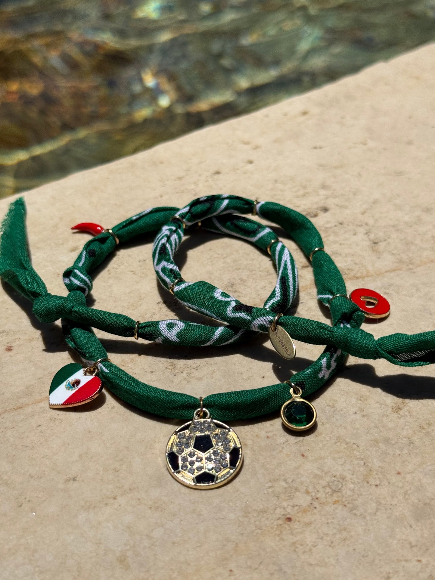 WORLD CUP MEXICO LOVE // Dark Green Handmade Bandana Necklace
