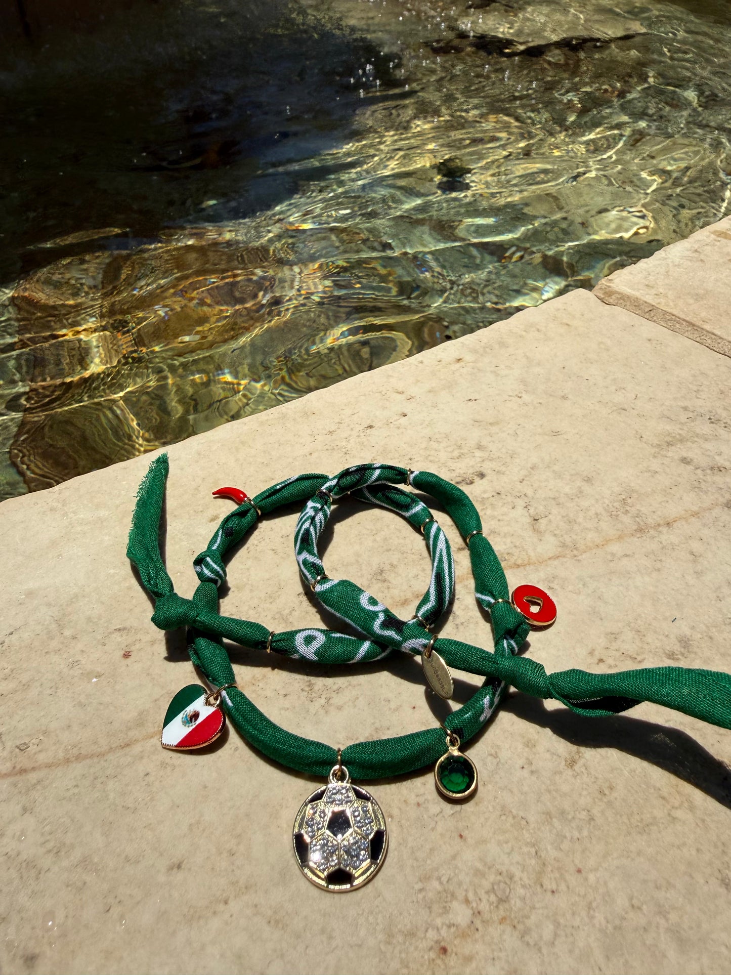 WORLD CUP MEXICO LOVE // Dark Green Handmade Bandana Necklace