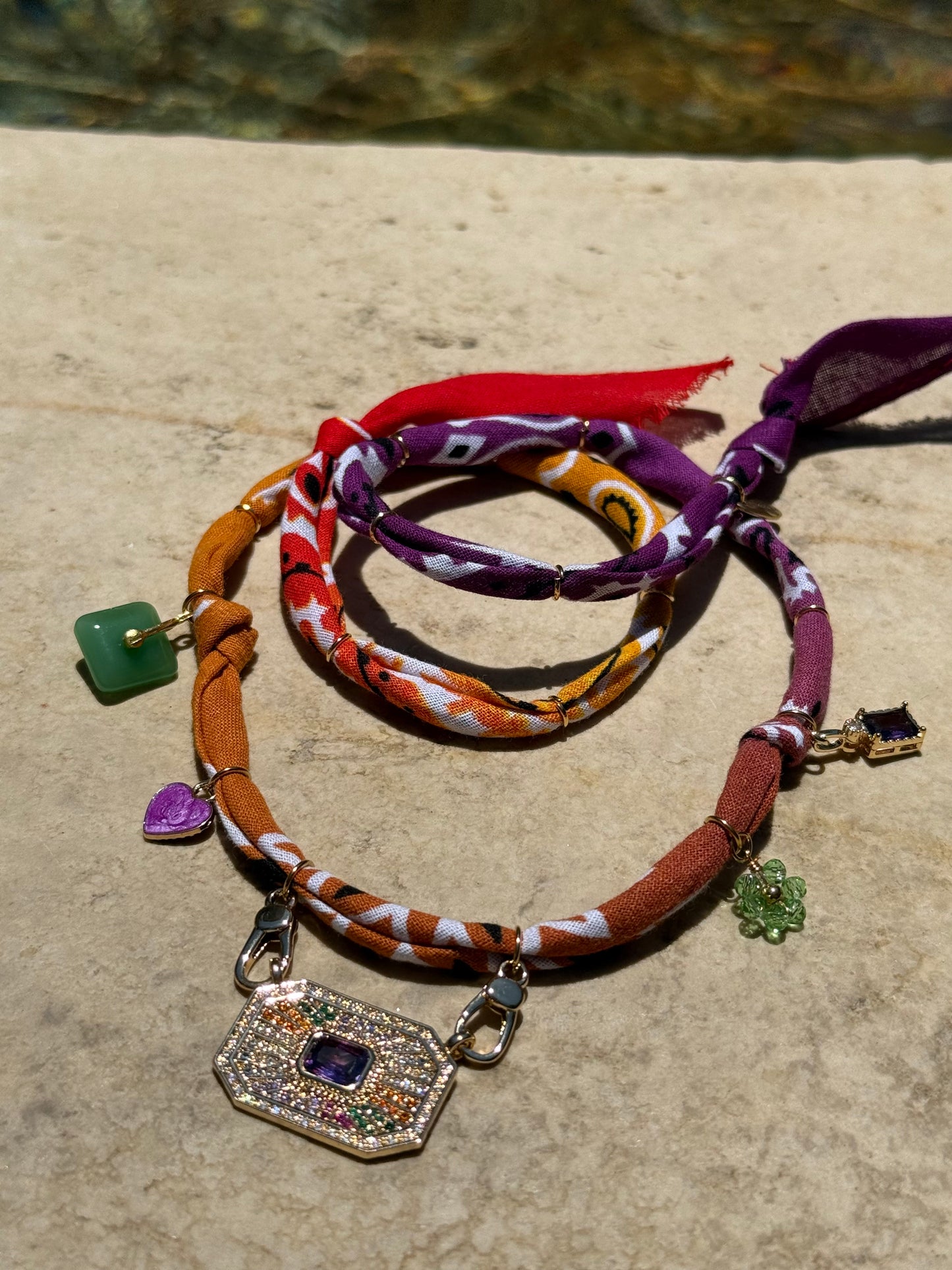 HOT PURPLE // Gradient Purple Handmade Bandana Necklace