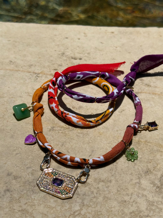 HOT PURPLE // Gradient Purple Handmade Bandana Necklace