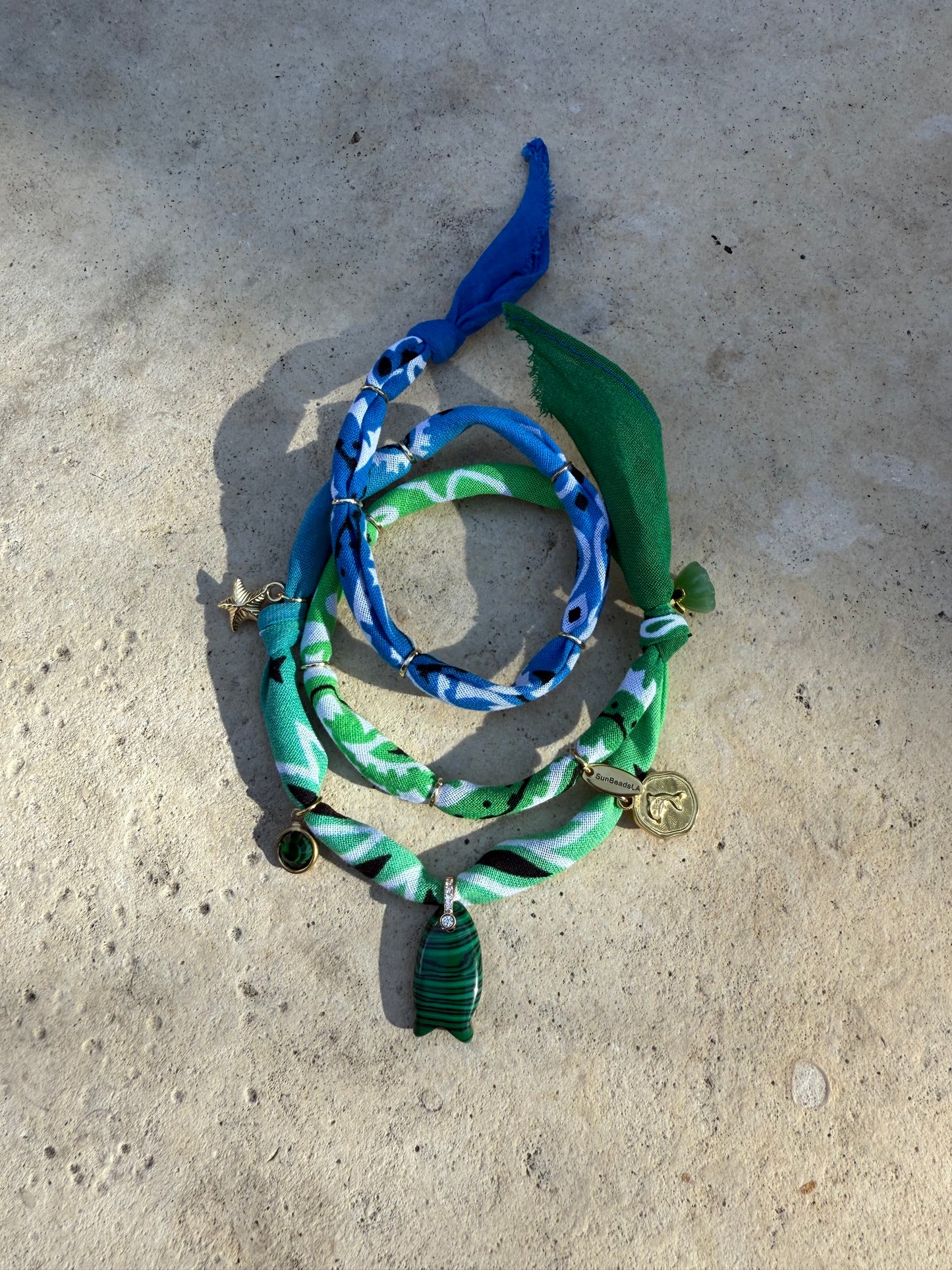 FISH MALACHITE // Gradient Handmade Bandana Necklace