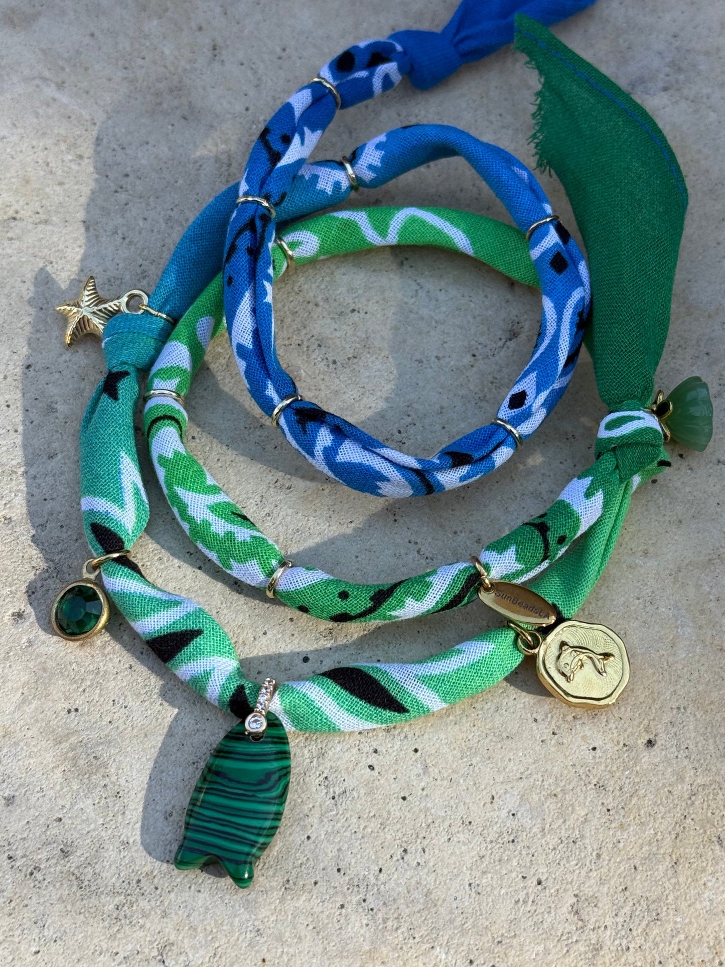 FISH MALACHITE // Gradient Handmade Bandana Necklace