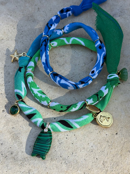 FISH MALACHITE // Gradient Handmade Bandana Necklace