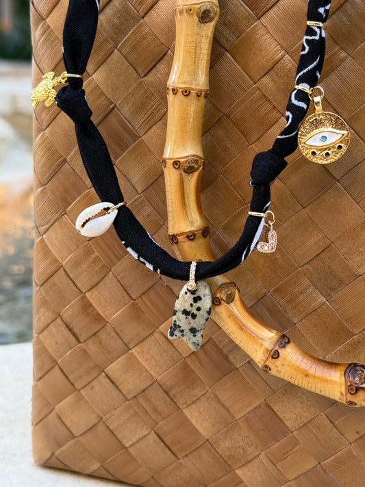FISH JASPER // Black Handmade Bandana Necklace