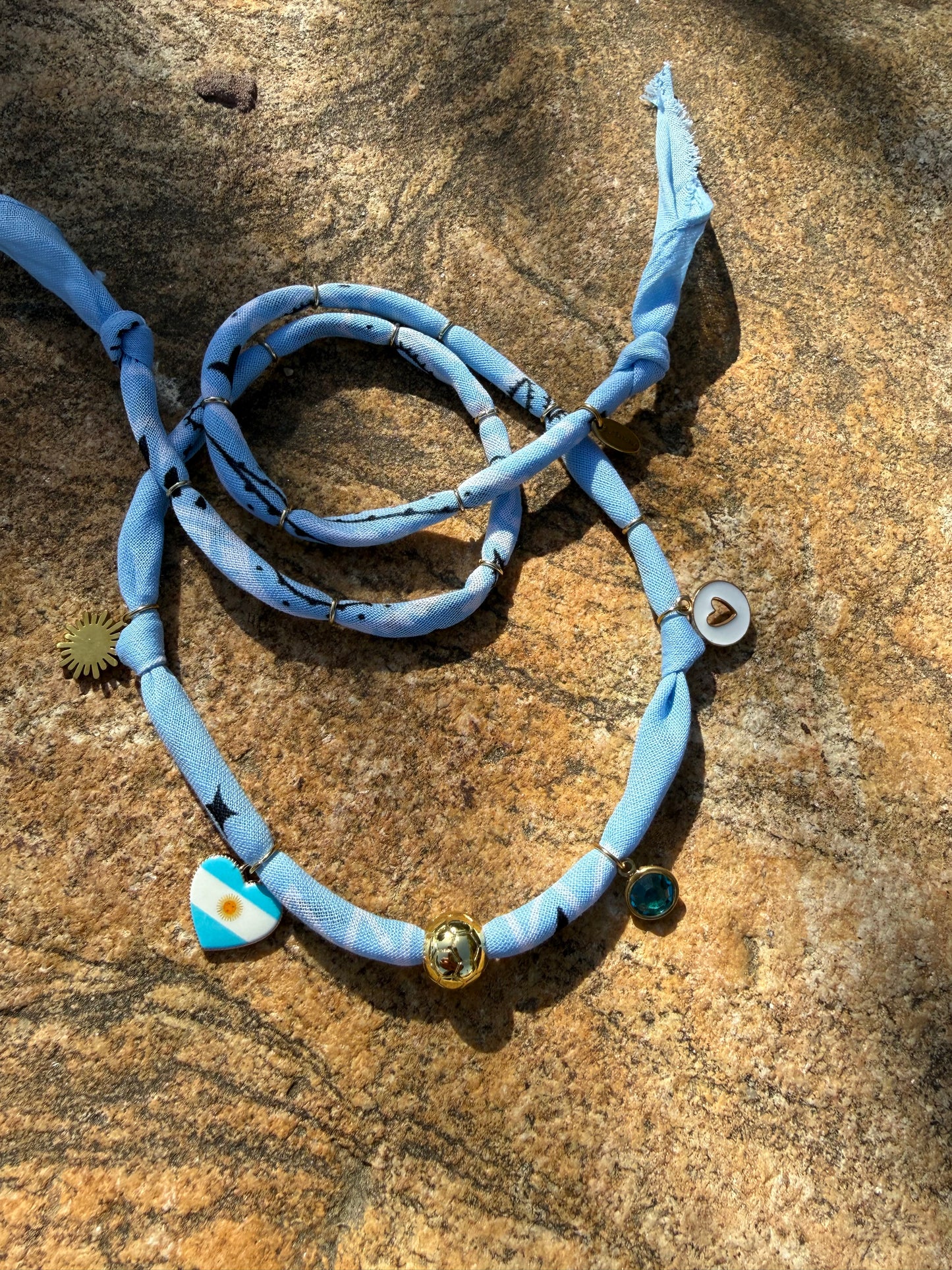 WORLD CUP ARGENTINA LOVE // Baby Blue Handmade Bandana Necklace