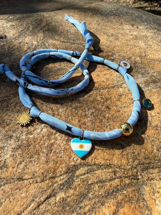 WORLD CUP ARGENTINA LOVE // Baby Blue Handmade Bandana Necklace