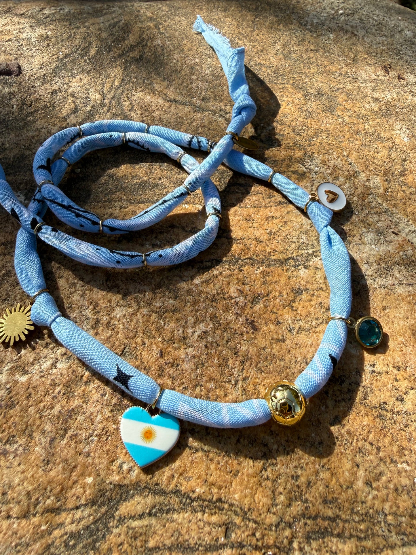 WORLD CUP ARGENTINA LOVE // Baby Blue Handmade Bandana Necklace
