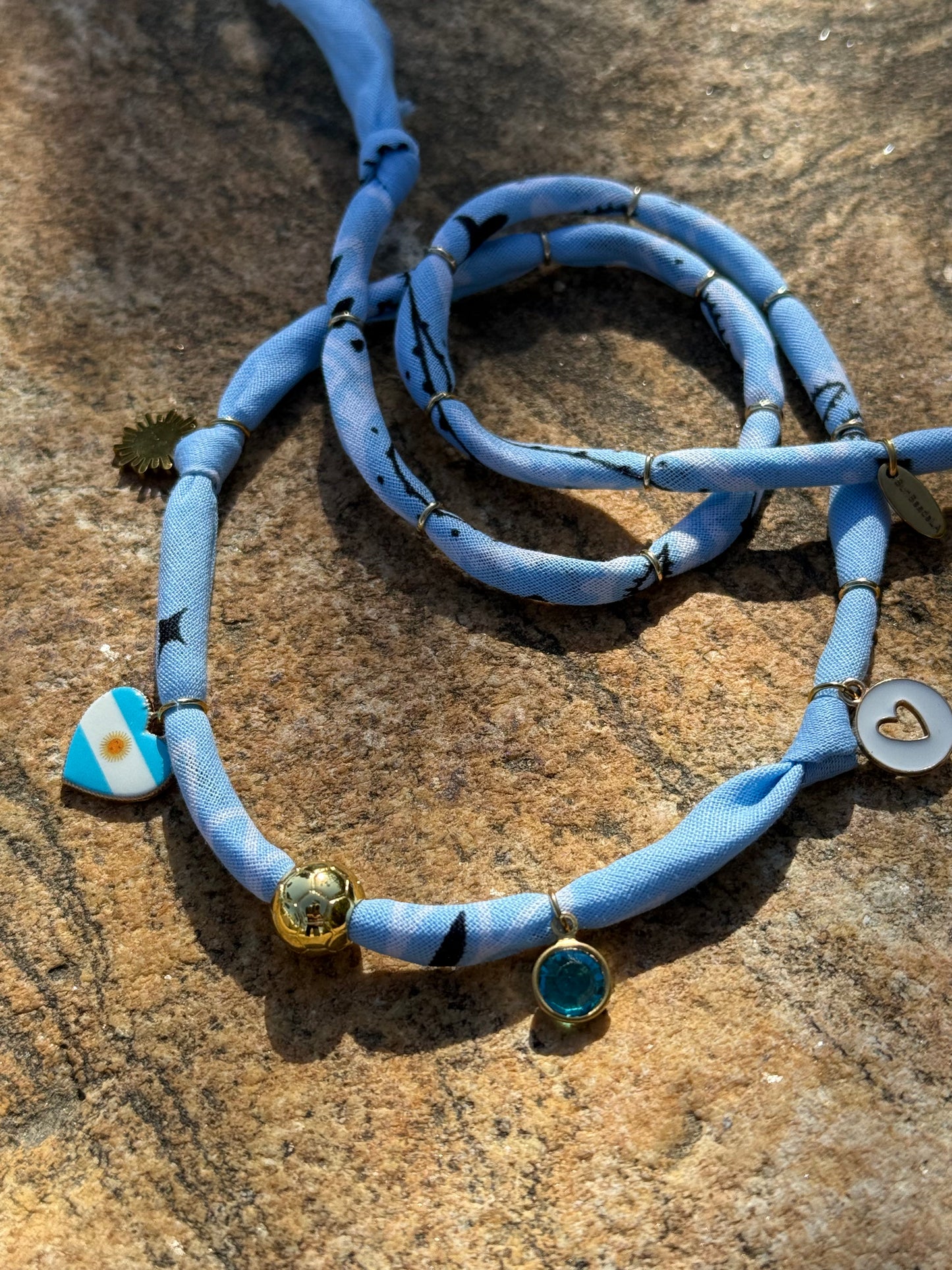WORLD CUP ARGENTINA LOVE // Baby Blue Handmade Bandana Necklace