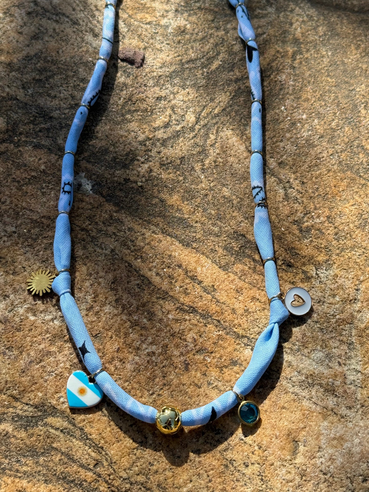 WORLD CUP ARGENTINA LOVE // Baby Blue Handmade Bandana Necklace